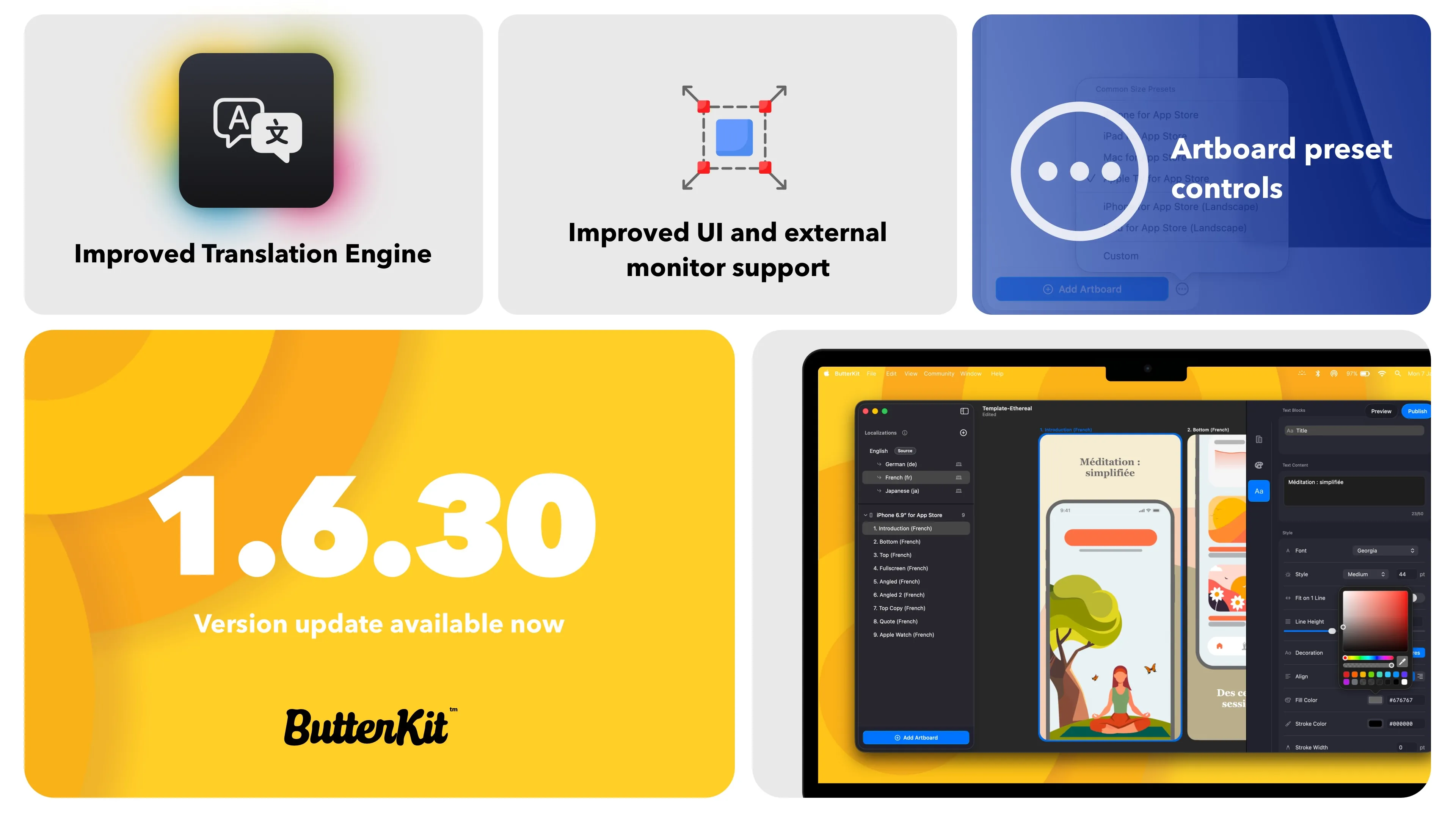 Improved translations, UI, App Store Connect validation, user-added templates and more