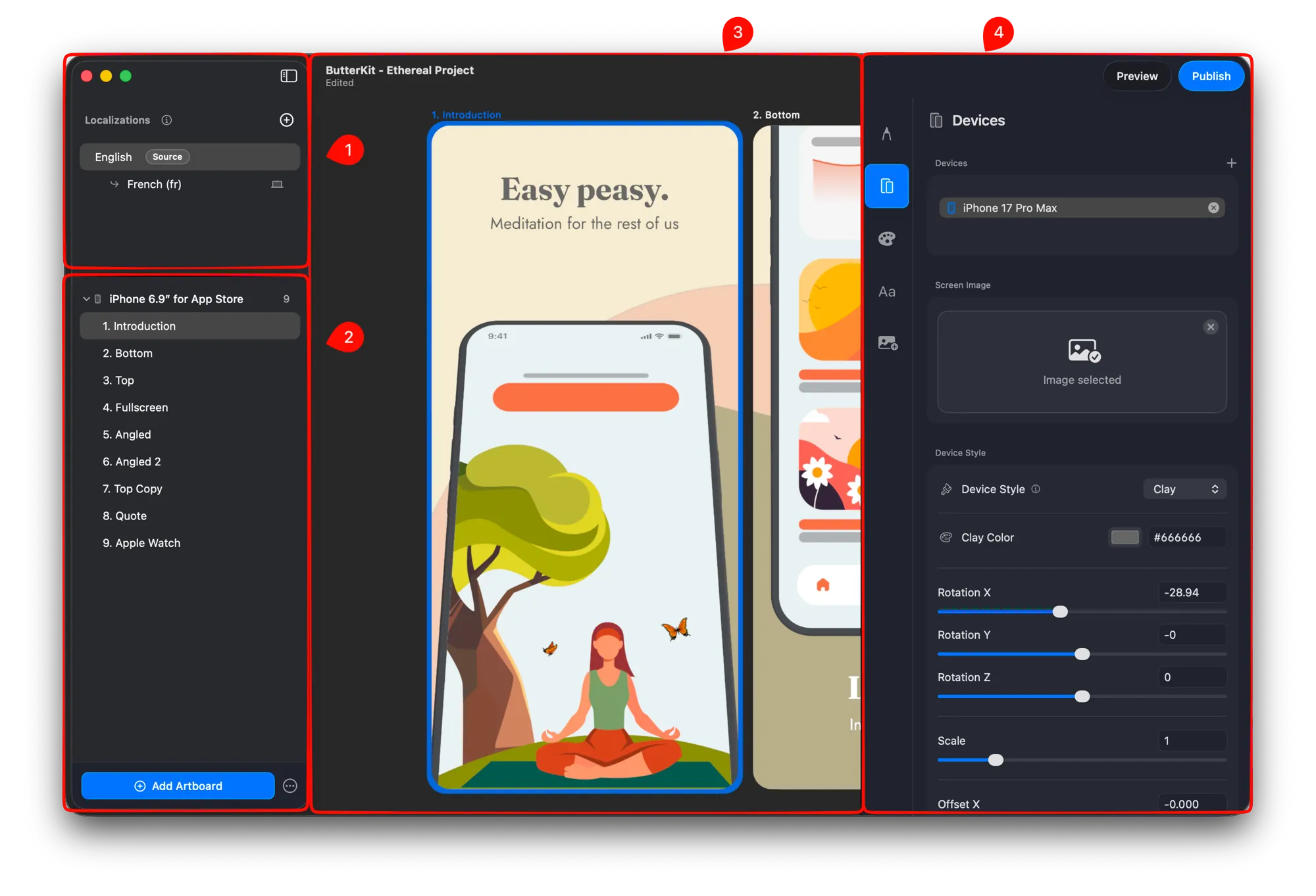 ButterKit mac app screenshot showing basic UI sections