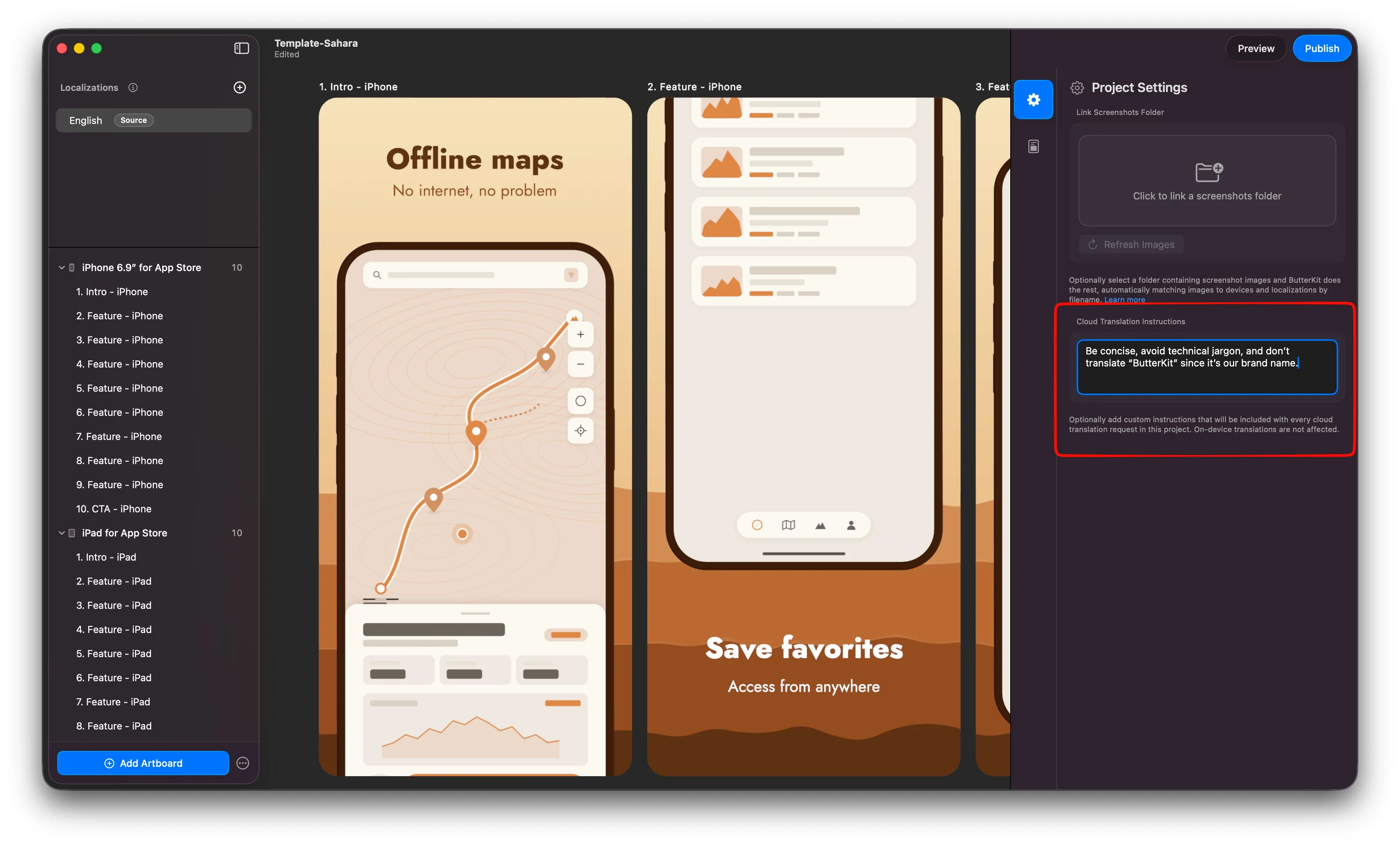 ButterKit Settings showing a cloud model configuration for Anthropic Claude