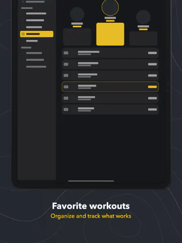 Ascent for iPad, screenshot 2: Favorite workouts. Organize and track what works.