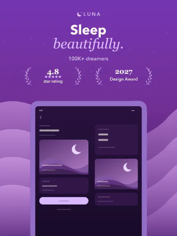 Luna Sleep for iPad, screenshot 1: Sleep beautifully. 100K+ dreamers.