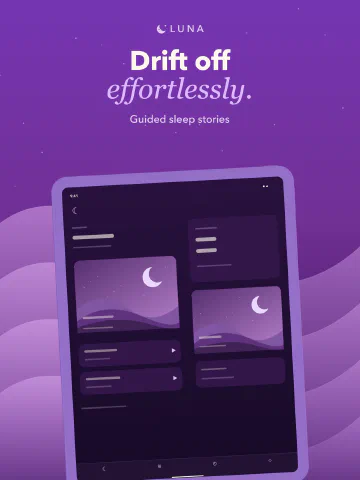 Luna Sleep for iPad, screenshot 3: Drift off effortlessly. Guided sleep stories.