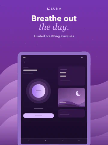 Luna Sleep for iPad, screenshot 5: Breathe out the day. Guided breathing exercises.
