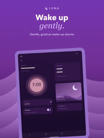 Luna Sleep for iPad, screenshot 9: Wake up gently. Gentle, gradual wake-up alarms.