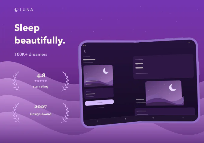 Luna Sleep for iPhone Duo, screenshot 1: Sleep beautifully. 100K+ dreamers.