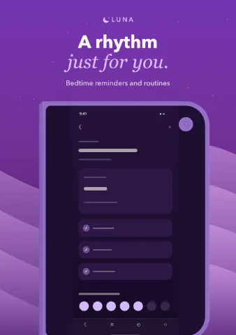 Luna Sleep for iPhone Duo, screenshot 7: A rhythm just for you. Bedtime reminders and routines.