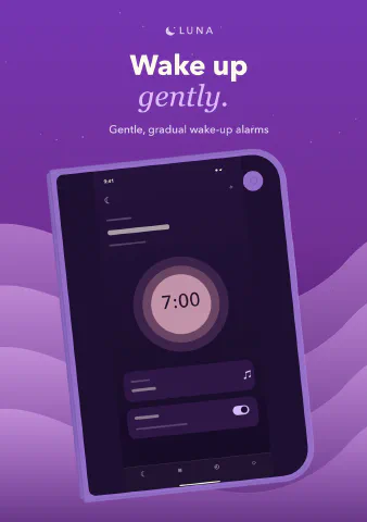 Luna Sleep for iPhone Duo, screenshot 9: Wake up gently. Gentle, gradual wake-up alarms.