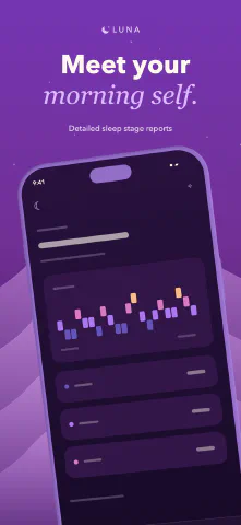 Luna Sleep for iPhone, screenshot 4: Meet your morning self. Detailed sleep stage reports.
