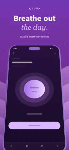 Luna Sleep for iPhone, screenshot 5: Breathe out the day. Guided breathing exercises.