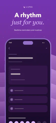 Luna Sleep for iPhone, screenshot 7: A rhythm just for you. Bedtime reminders and routines.