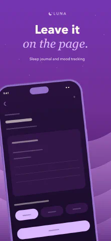 Luna Sleep for iPhone, screenshot 8: Leave it on the page. Sleep journal and mood tracking.