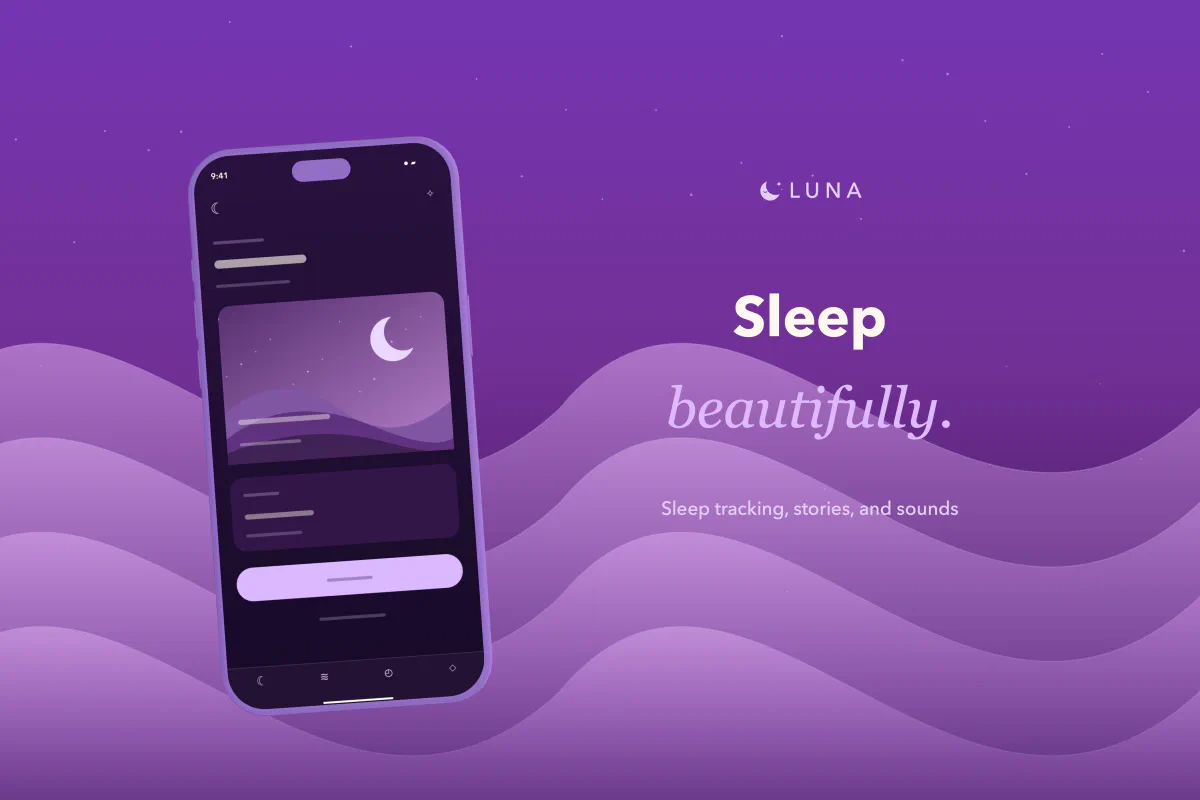 Luna Sleep App Store search results: Sleep beautifully. Sleep tracking, stories, and sounds.