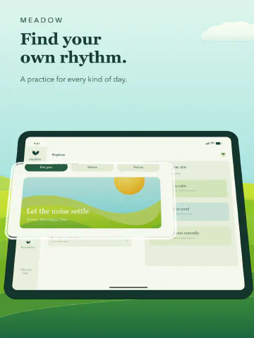 Meadow Meditation for iPad, screenshot 4: Find your own rhythm. A practice for every kind of day.