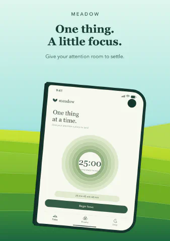 Meadow Meditation for iPhone Duo, screenshot 5: One thing. A little focus. Give your attention room to settle.