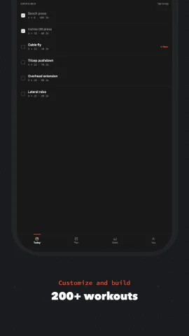 Minimalist Dark for Android, screenshot 2: 200+ workouts. Customize and build.