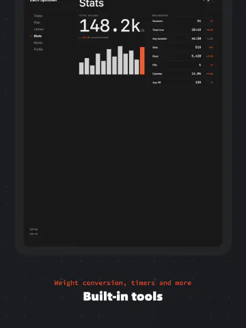 Minimalist Dark for iPad, screenshot 7: Built-in tools. Weight conversion, timers and more.