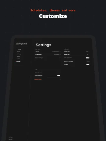 Minimalist Dark for iPad, screenshot 8: Customize. Schedules, themes and more.