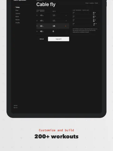 Minimalist Light for iPad, screenshot 2: 200+ workouts. Customize and build.