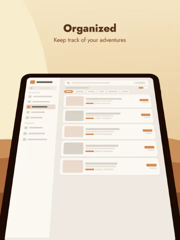 Sahara for iPad, screenshot 9: Organized. Keep track of your adventures.