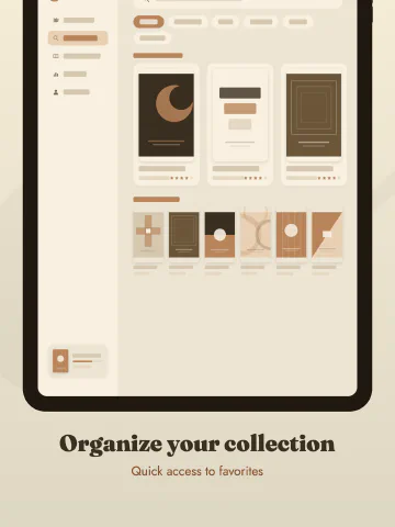 Serif for iPad, screenshot 2: Organize your collection. Quick access to favorites.