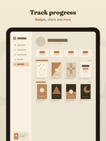 Serif for iPad, screenshot 6: Track progress. Badges, charts and more.